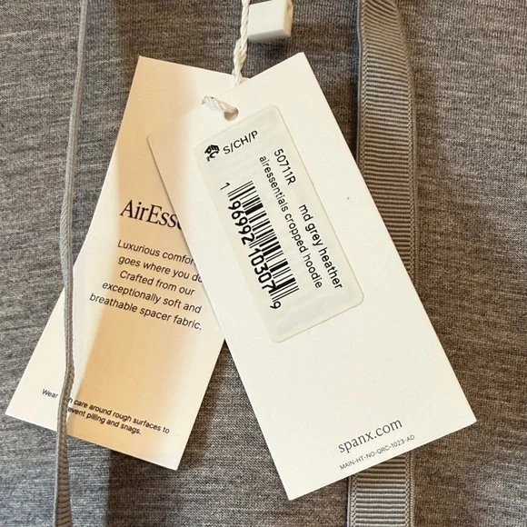 SPANX AirEssentials Cinched Crop Hoodie Mid Gray Heather - Picture 5 of 7